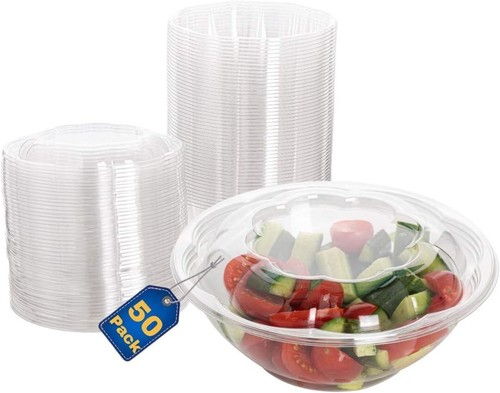Pack of 50 Disposable 24 oz Salad Bowls with Airtight Lids for Easy Meal Prep - Picture 3 of 9