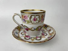 Vintage Schumann Arzberg Bavaria Germany Dresden Flowers Demitasse Cup & Saucer