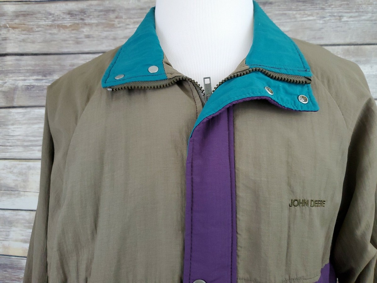 John Deere K Products Brand 1980s Full Zip Windbreaker Jacket Coat 