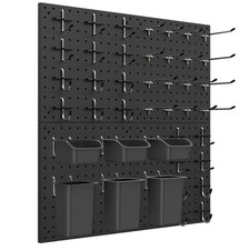 Peg Board Kit, Includes Pegboard and Accessories,with Hooks and 66 Black