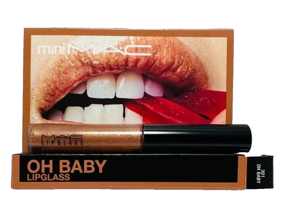 2 x MAC Mini Lipglass - 301 OH BABY - .08oz/2.4g new in box - Image 2 of 2