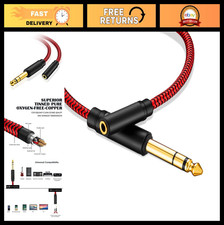 6.35mm Male to Female Stereo Adapter 15ft TRS 1/4 to 3.5mm Cord Gold-Plated