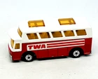 Matchbox Lesney Superfast 65 Airport Coach in red, "TWA", silver base, mint!