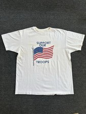 Vintage 90s Support Our Troops American Flag Tee Made in USA Medium