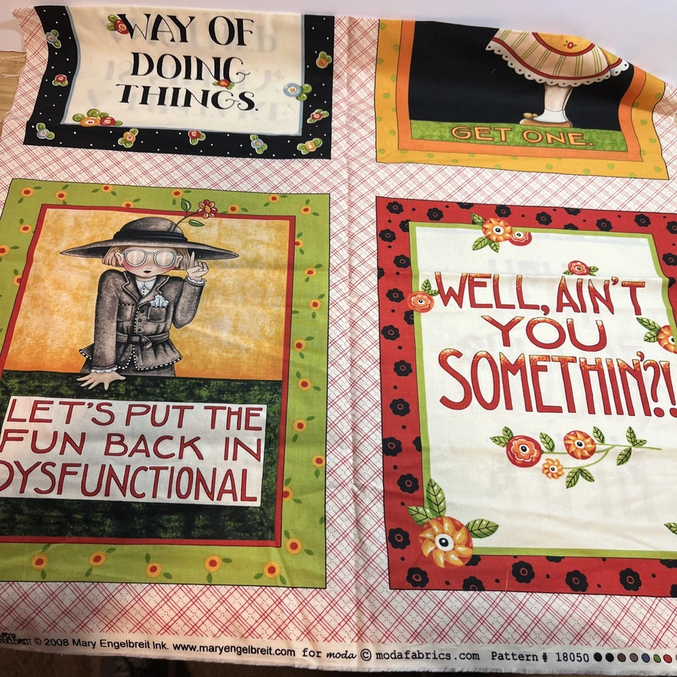 Mary Engelbreit 2008 Attitude Girls Cotton FABRIC 44”x 24” by Moda - Image 2 of 4