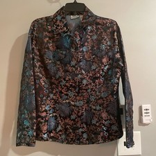 Chicos Jacket Oriental Tapestry Floral Art to Wear Classic Sz 1 US M Pockets