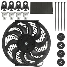 12" Curved Blades 12V 1400 CFM Electric Radiator Reversible Cooling Fan Black