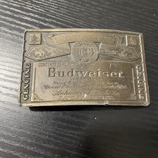 Vintage Budweiser Lager Beer Brass Belt Buckle Advertising
