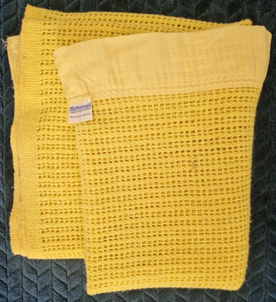 Coperta per carrozzina Mothercare gialla vintage 100x130 cm
