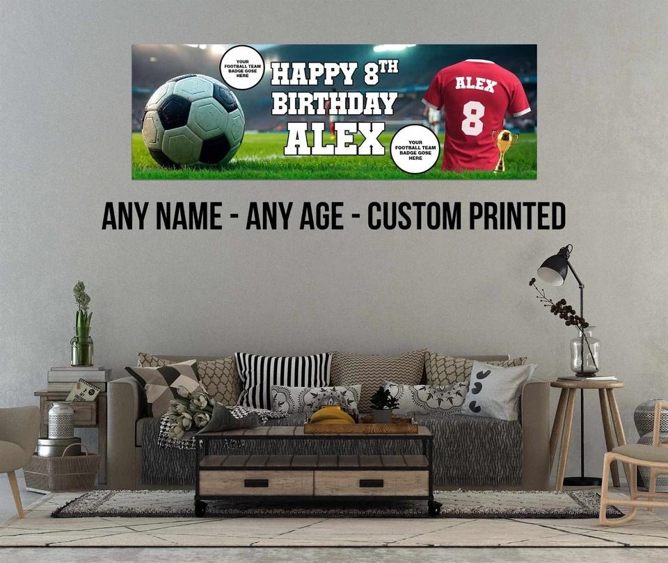 Banner Cumpleaños Fútbol Personalizado Cualquier Nombre Edad Equipo - Personalizado Niños Fiesta 1 Foto 4 de 4
