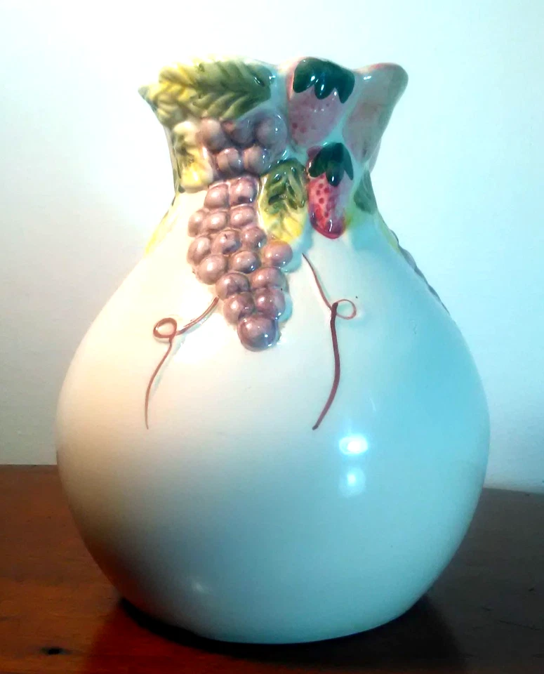 Vase Majolika Keramik Früchte Handbemalt Handarbeit Italien Italy Vintage