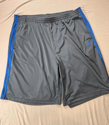 Adidas Climalite Men's Basketball Athletic Gym Shorts Gray Blue 3XL - Image 1 of 4