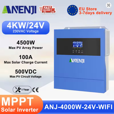 Anenji 24v 4200W 4.2kW Solar Wechselrichter Hybrid 24V 100A MPPT 500V WLAN 230V