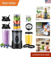 900W Personal Smoothie Blender with 3 To-Go Cups for Effortless Nutrition