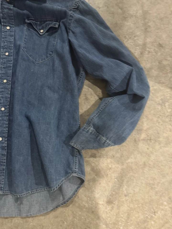 Polo Ralph Lauren Classic Western Denim Shirt Mens Sz L Pearl Snap Long Sleeve - Image 2 of 4