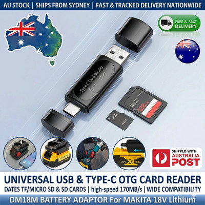 Type-C USB-C USB-A Memory Card Reader Micro SD/SD OTG For PC Macbook Tablet AU