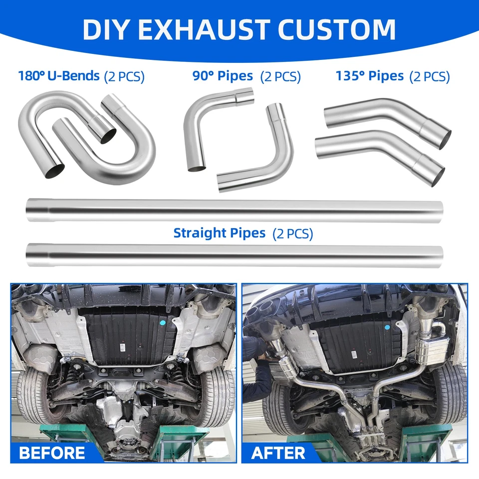 2.5" Straight Bend DIY Custom Mandrel Exhaust Pipe For Dodge Challenger 1970-83 - Image 2 of 4