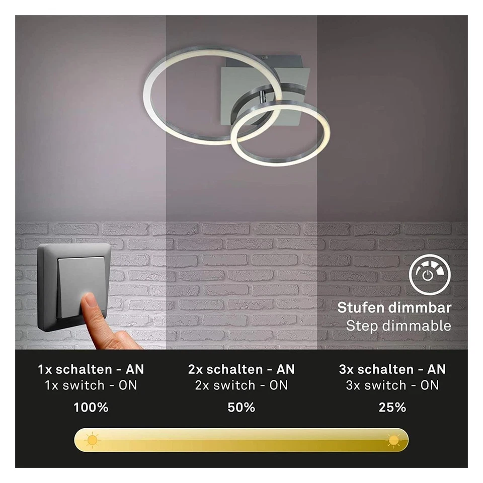 Briloner  Frame Alu Chrom dimmbar über Lichtschalter Deckenlampe - Bild 4 von 4