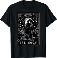 NEW Graphic Cat Lovers Moon Tarot Card Cat Tarot Card The T-Shirt - MADE IN USA