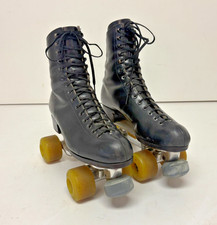 Vintage Reidell Douglas-Snyder Custom Built Black Leather Roller Skates Men's 9