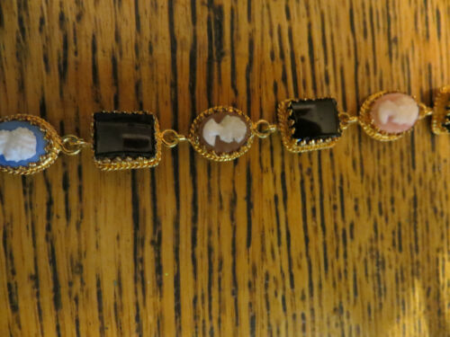 Vintage AVIGAD Sample Cameos Black Onyx Bracelet Gold Plated ONE OF A KIND - Picture 3 of 3