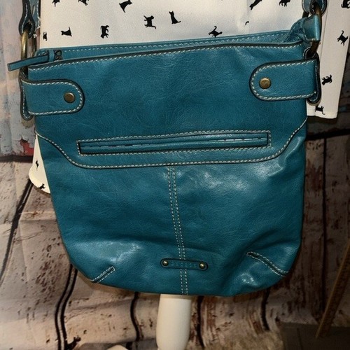 axcess by Liz Claiborne Teal Crossbody Bag w/brushed gold hardware - stylish - Picture 4 of 12