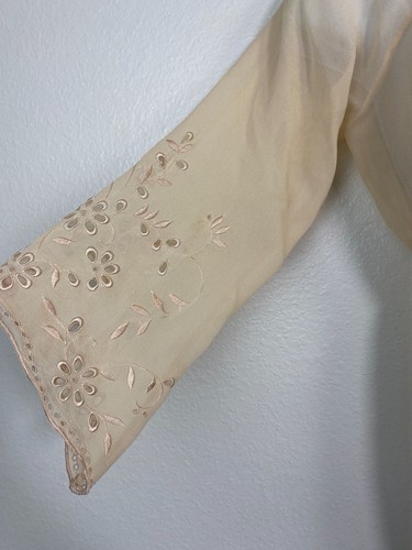 La Perla Beige Silk Dress size 2 Made in Italy Sheer Lightweight 3/4 Sleeves - Picture 11 of 19