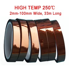 High Temperature Heat Resistant Polyimide Tape 3/5/8/10/15/20/25/30/50/100mm 33m