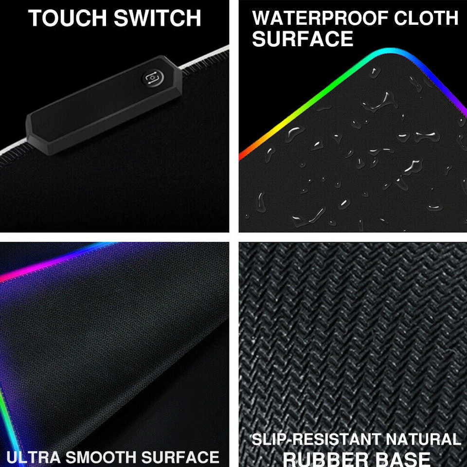 Extra Large Size Gaming Mouse Pad Desk Mat Anti-slip Rubber Speed Mousepad Black - image 2 of 4