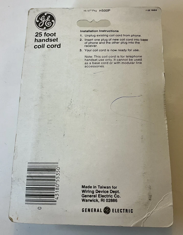 Vtg General Electric 25 Ft Off White Handset Cord Phone Coil Receiver Vintage - Image 2 of 2