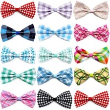 50Pcs Plaid Style Removable Dog Cat Bowtie Necktie Collar Pet Grooming Products