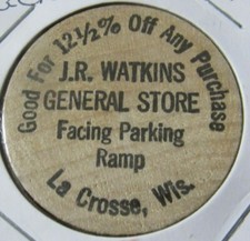 Vintage J.R. Watkins General Store La Crosse, WI Wooden Nickel - Token Wisconsin