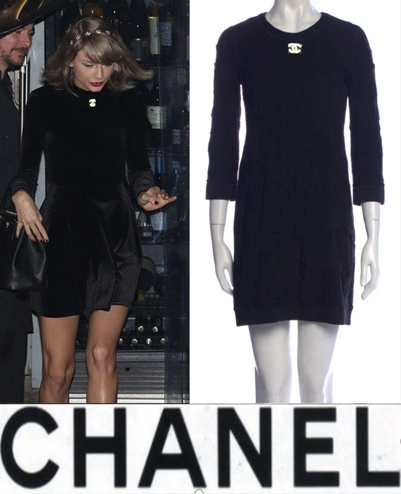 Vestido Chanel 2012 Negro Taylor Logo Lentejuelas 34 36 38 2 4 6 XS S M Forever Top Foto 4 de 4