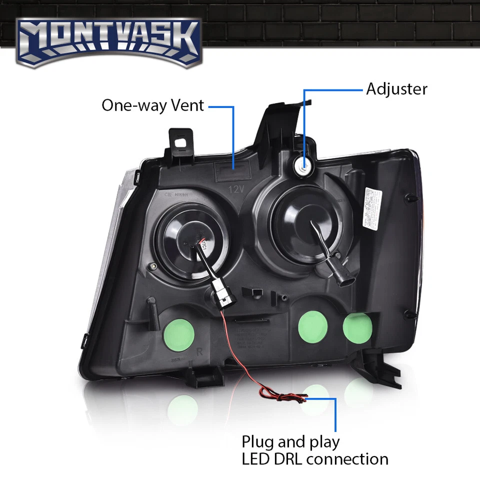 Fit For 07-14 Chevy Avalanche Tahoe Suburban LED Projector Headlights Black Foto 3 de 4