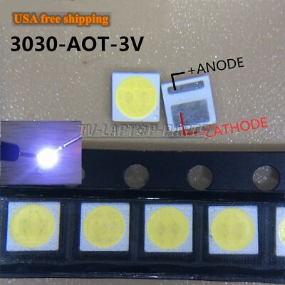 100PCS LED 1.5W 3V 3030 Cool White Light LED Backlight for TV Application