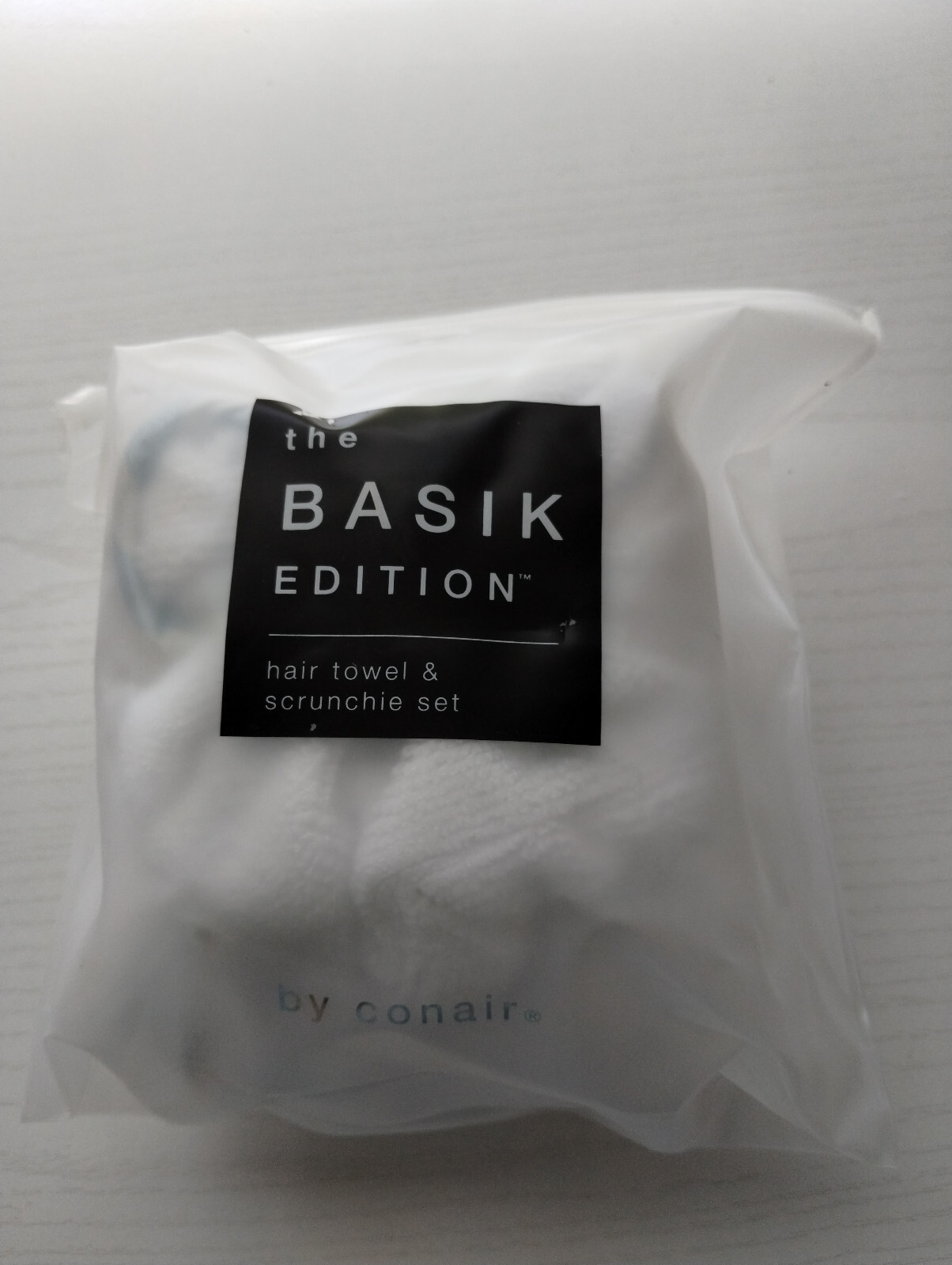 Conair Basik Edition Hair Towel and Scrunchie Set White (55271) for