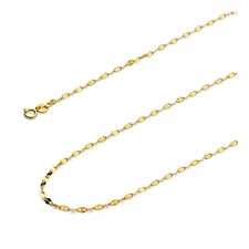 Wellingsale 14k Yellow Gold Solid 2mm Twisted Mirror Chain Necklace