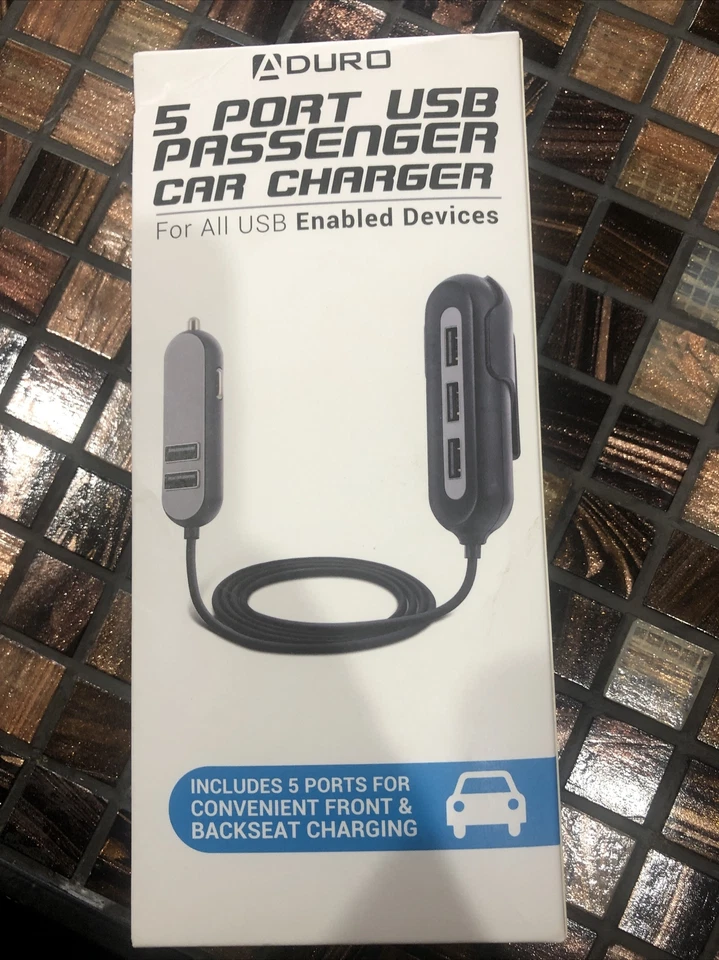 Cargador Coche Pasajero Aduro 5 Puertos USB para Todos los Dispositivos Habilitados USB Foto 2 de 4
