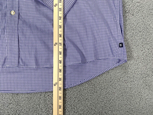 Chaps Performance Button Down Shirt Mens XXL Long Sleeve Purple Blue Plaid - Picture 4 of 6