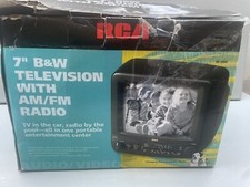 Televisión RCA portátil vintage en blanco y negro 7" AM FM 16-3004 TV