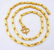22K 24K Thai Baht Yellow Gold GP Filled Necklace 24 inch 45 Gram Jewelry 4 MM