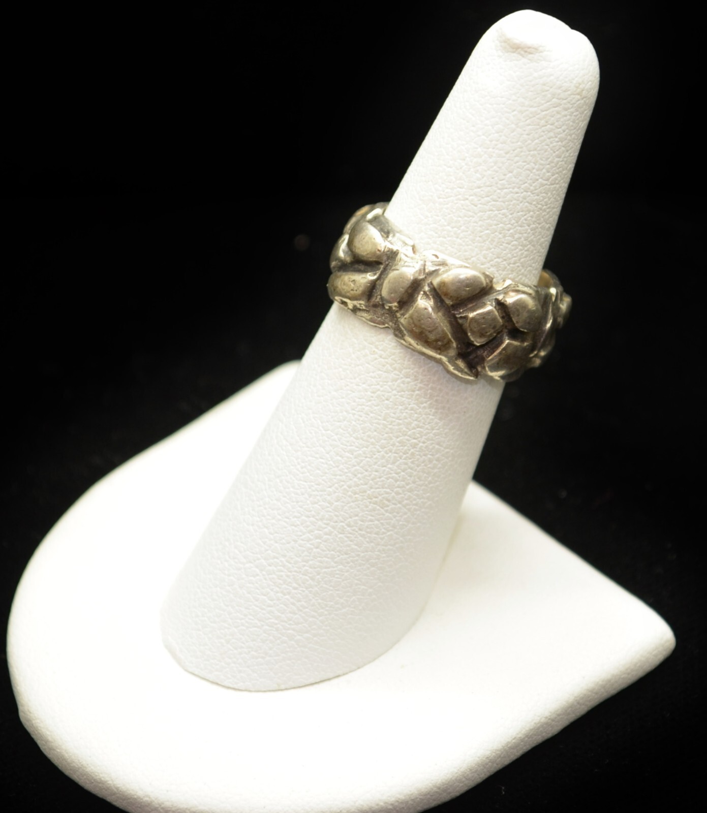 Sterling Silver Thick Heavy Patchwork Style Band … - image 2