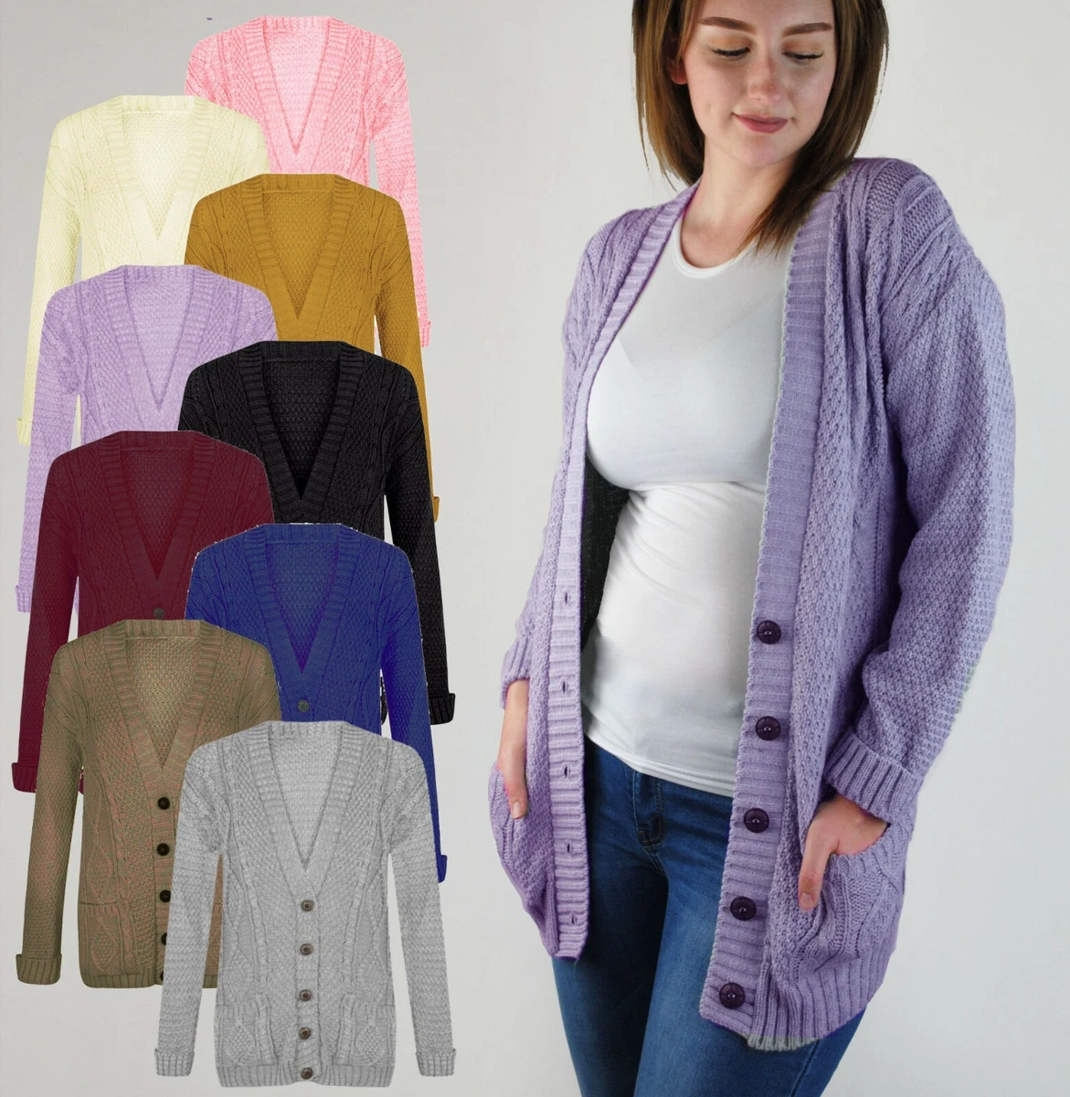 Long button up cardigan cheap