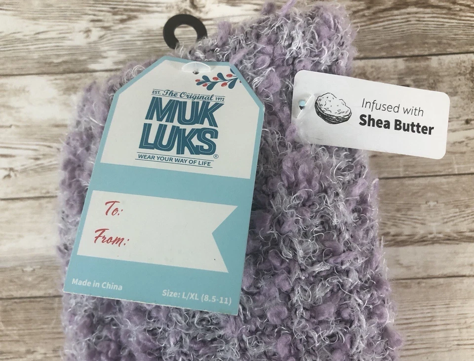Носки тапочки женские Muk Luks 8,5-11 уютные фиолетовые с маслом ши - Изображение 2 из 4