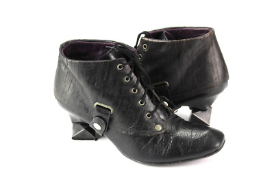 Lisa Tucci Gr.37,5 Damen Halbschuhe Stiefelette Boots  Leder Schwarz  TOP  G 363