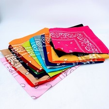Unisex Bandanas Print Double Sided Head Wrap Scarf. Lot of 15 assorted colors. N