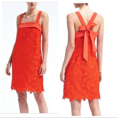 Banana Republic Limited Edition Lace Shift Dress Orange Lined Size 4