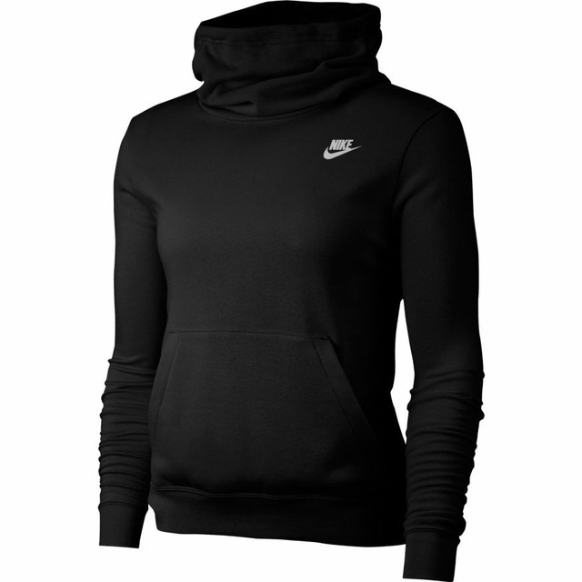 Nike Sportswear Funnel Neck Hoodie Womens 853928-010 Black Pullover Hoody Size L for sale online