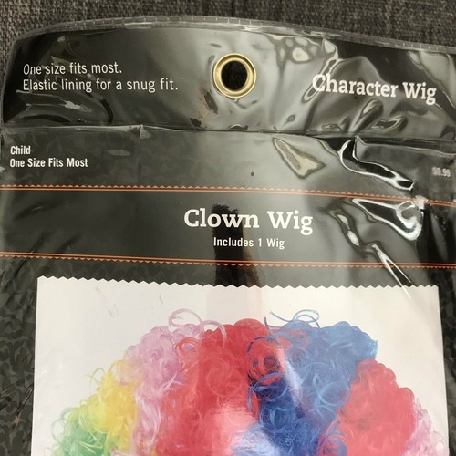 Child Children's Rainbow CLOWN WIG Curly Afro circus carnival disco football - Picture 2 of 3