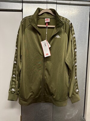 New Kappa Men's 222 Banda Dullo Track Jacket Olive Green Sz XXL 2XL